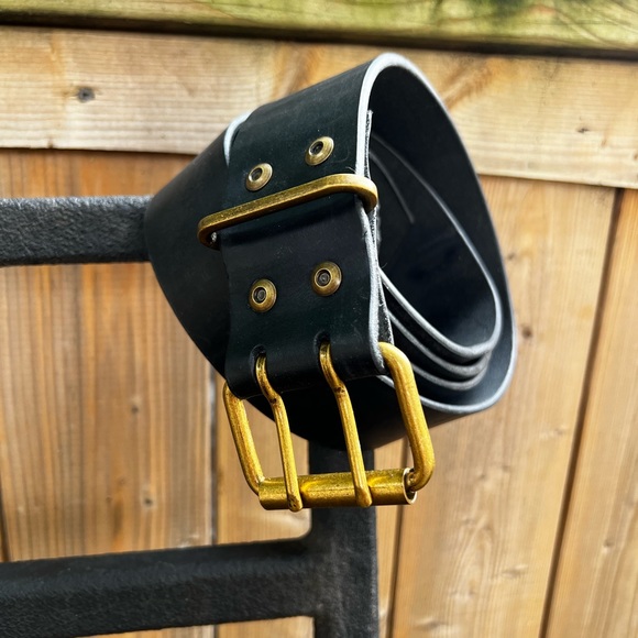 Small batch individually handmade 14oz leather belt. 1 1/4 and 1 1/2 inch width. - Picture 5 of 8